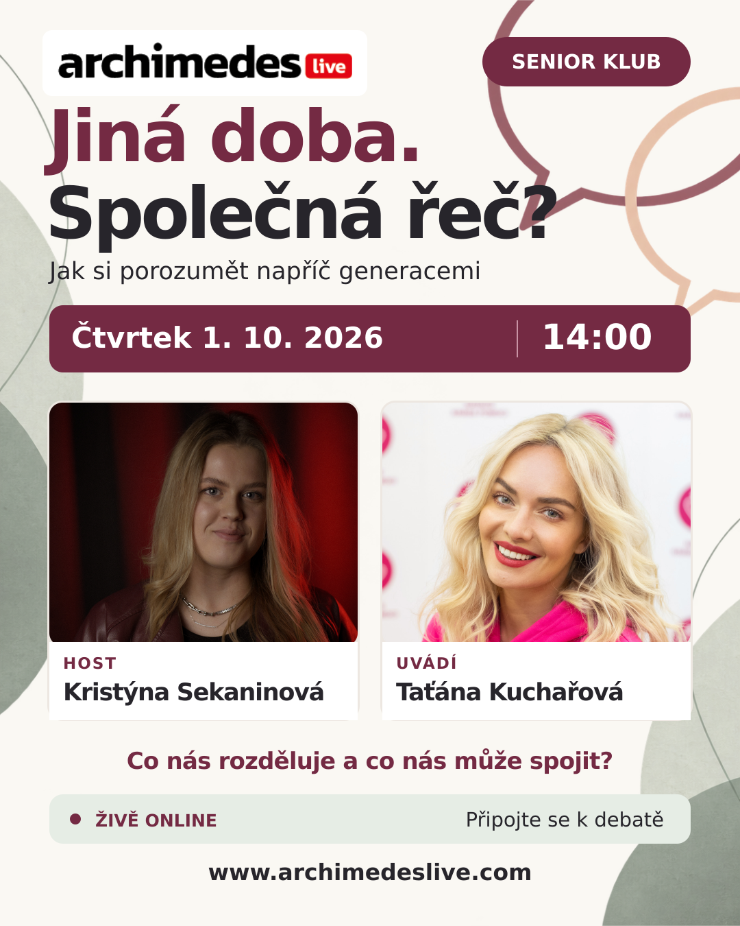 Vysílání nejen pro seniory - Senior Klub – Kristýna Sekaninová: Jak si porozumět napříč generacemi